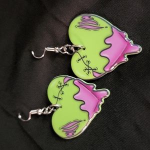 Silly Ghost bleeding heart double sided goth emo punk earrings